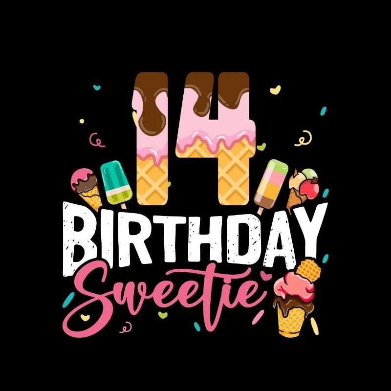 14e anniversaire Crème glacée Quatorze ans de B-Day