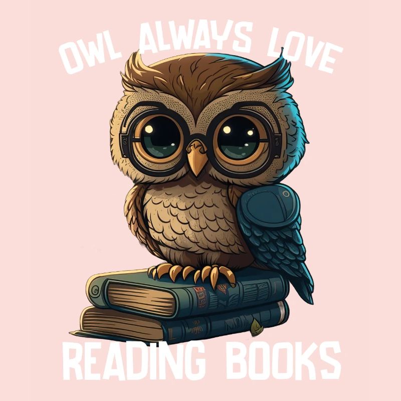 Eule liest immer gerne Bücher