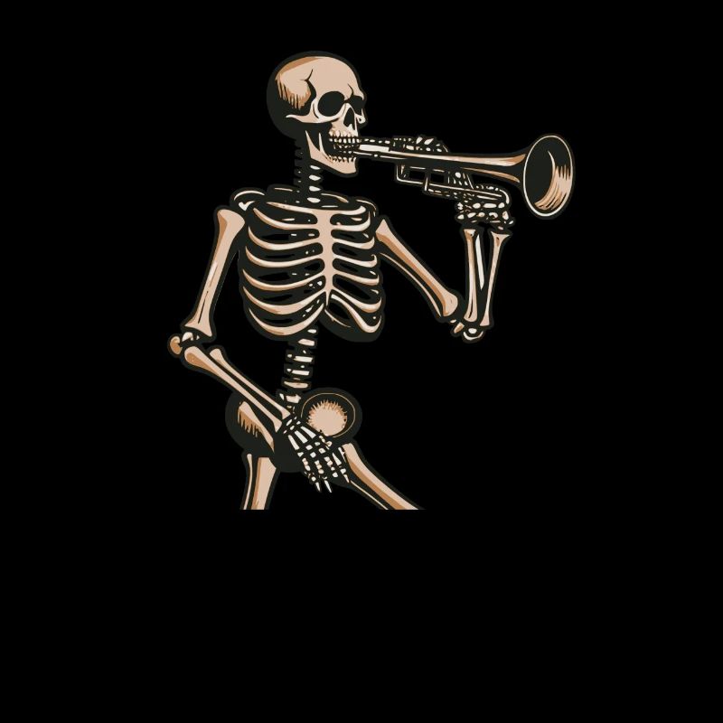 marching band, trombone, skeleton