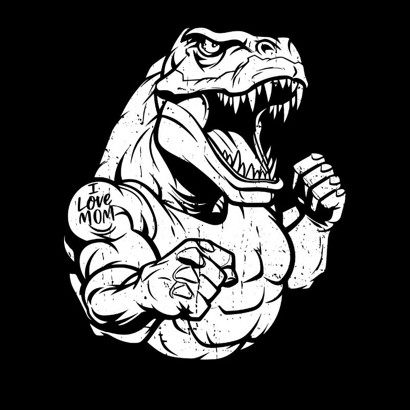 Trex T Rex Dino Biceps Tattoo I Love Mom