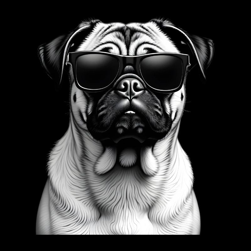 Mops mit Sonnenbrille Tier Motiv Kunst Mops