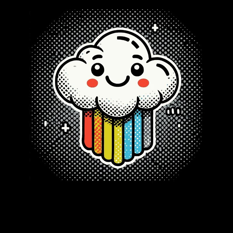 Nuage riant avec bande dessinée arc-en-ciel