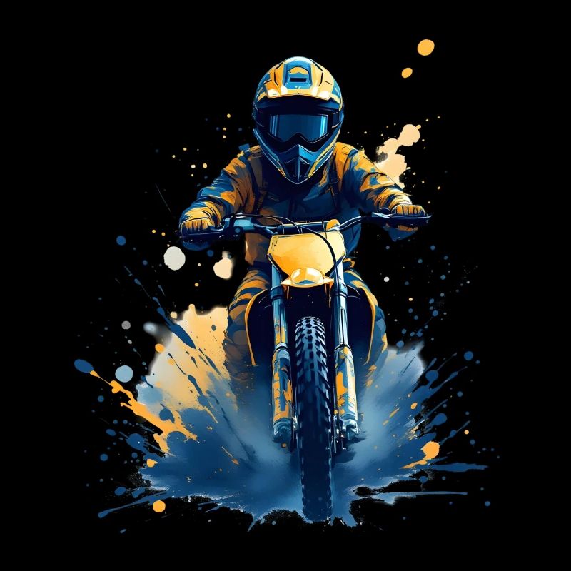 Motocross Design Kunst Wasserfarbe Splashes Bunt