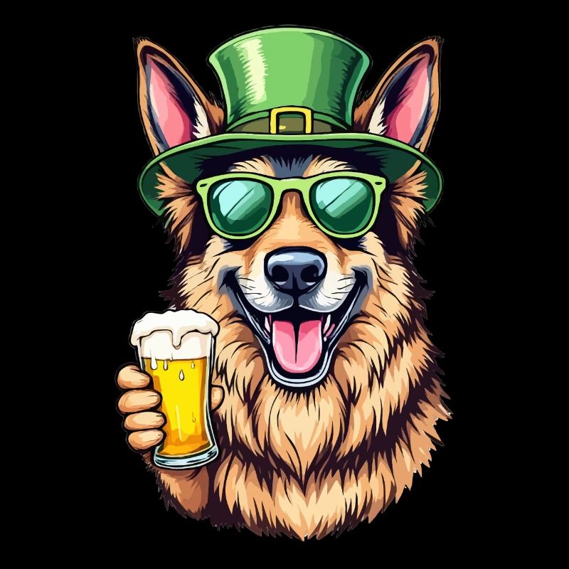 Schäferhund St. Patricks Day Bier Outfit Hunde