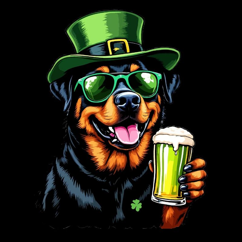 Rottweiler St. Patricks Day Bier Outfit Hunde
