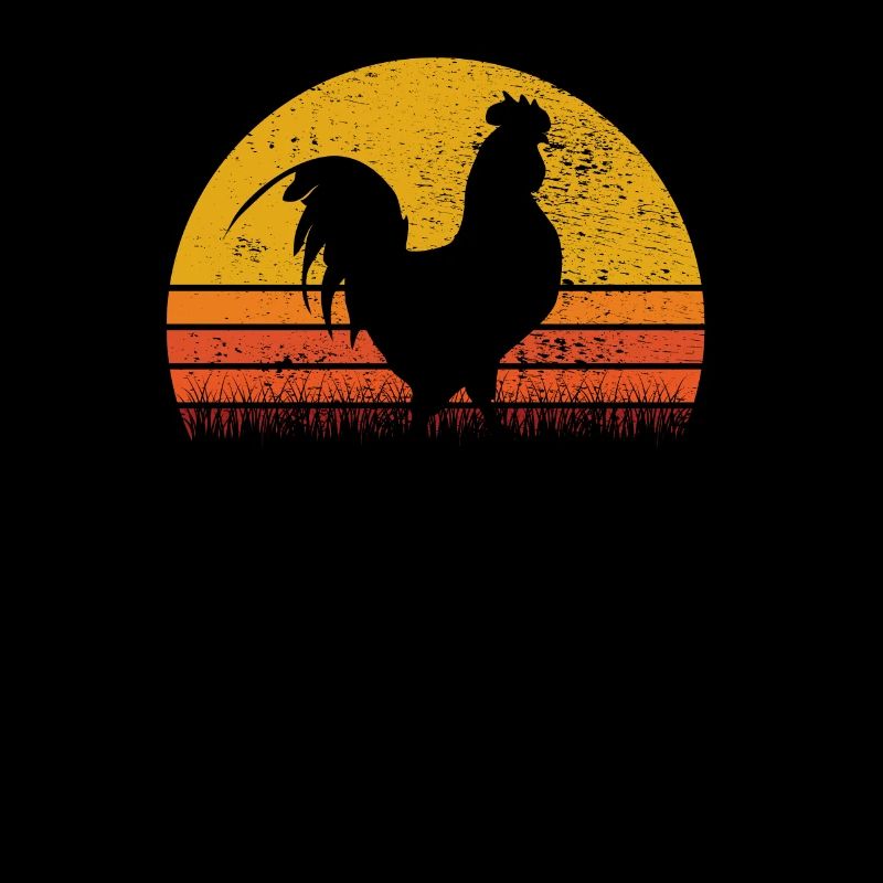 Chicken Rooster Retro Sunset Chicken Farmer Gift