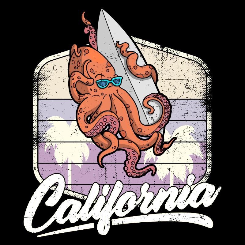 Surfing Summer Octopus Surfboard Holiday Ocean
