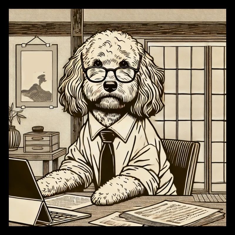 Japan Ukijo e Stil Schreibtisch Cockapoo