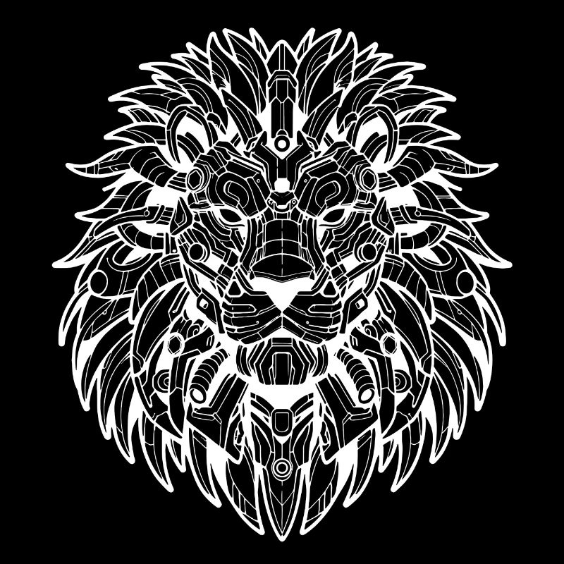 Biomechanical Lion - White Design