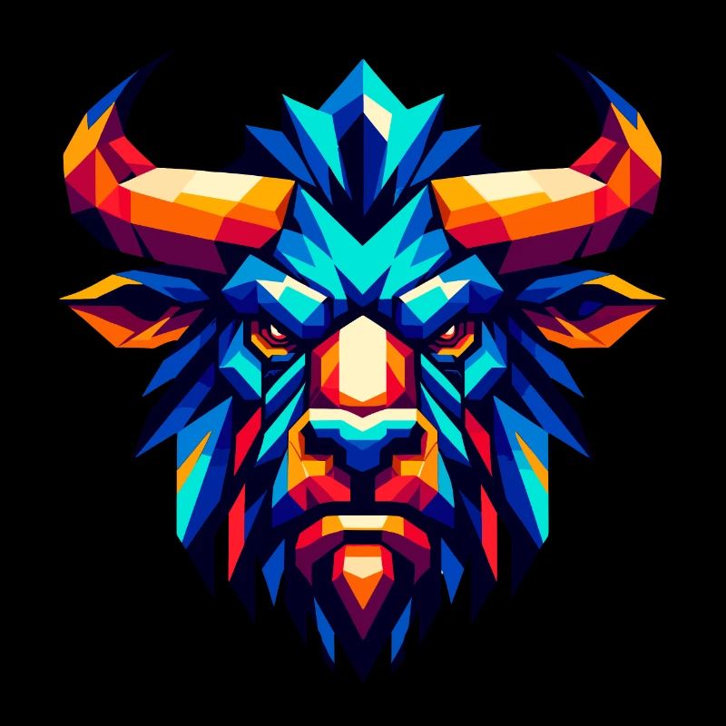 Geometric Minotaur: Mythical Beast Art