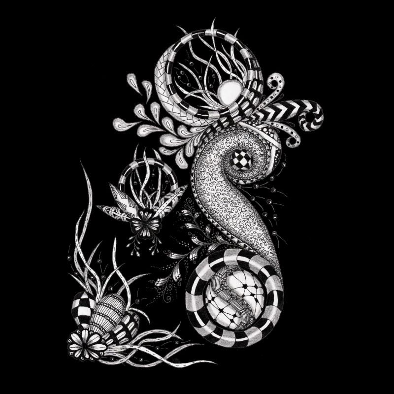 Floral Tangle Drawing