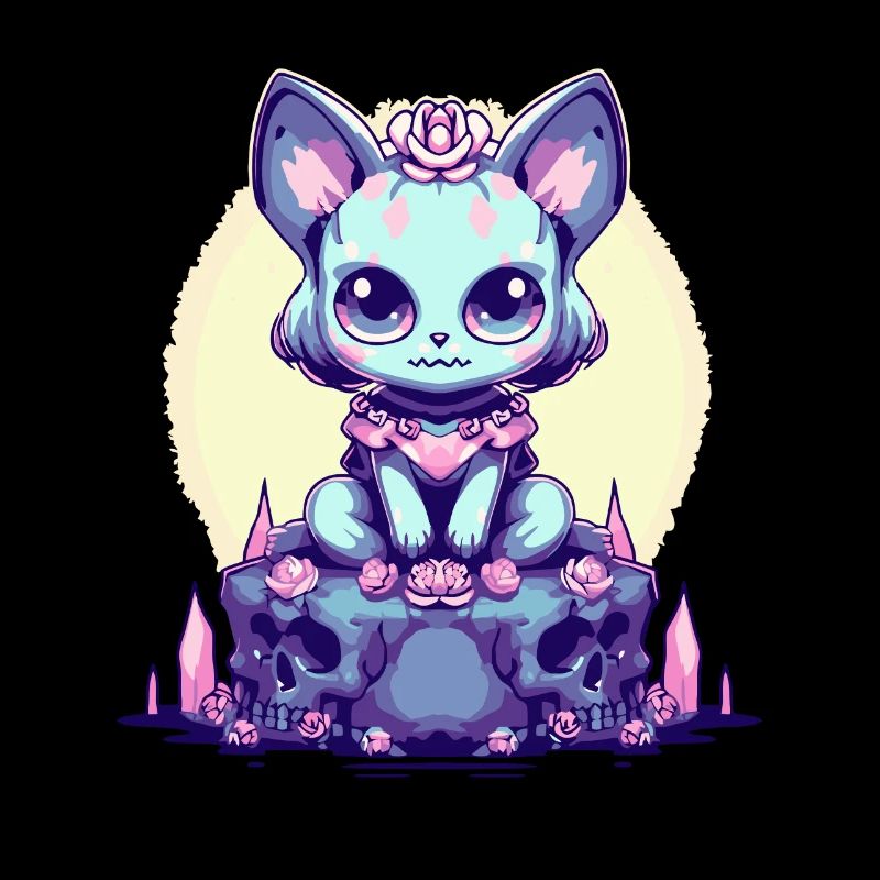 Kawaii Pastel Goth Mignon Chat Sorcière Effrayant