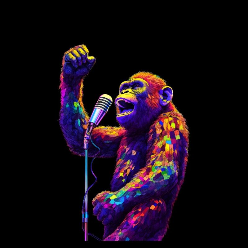 Singing monkey with microphone