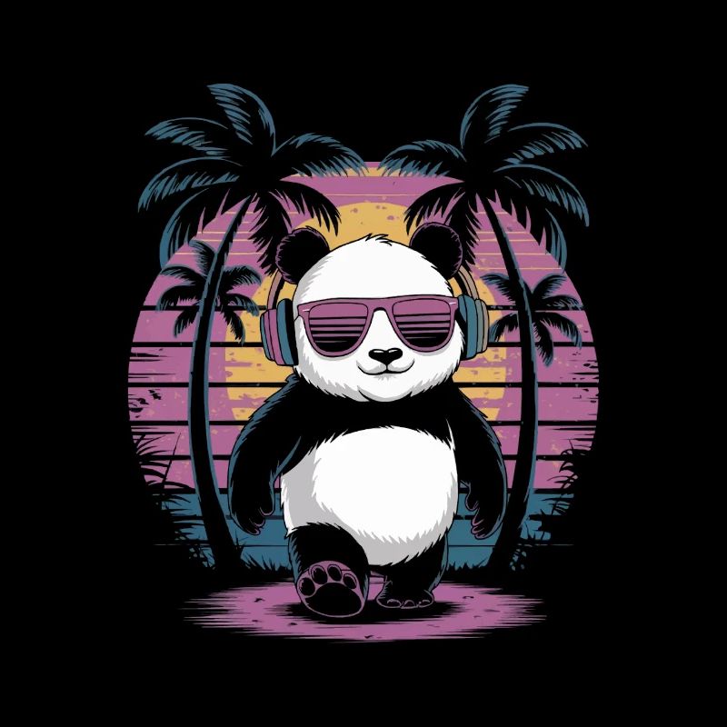 Panda mit Sonnenbrille und Kopfhörer