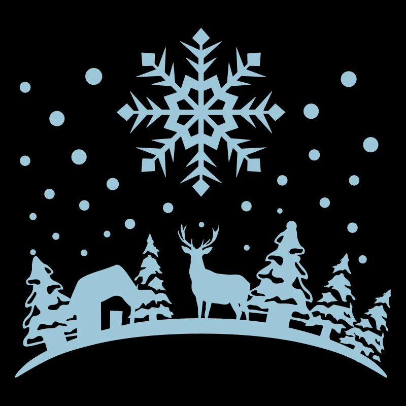 Winter - deer, forest, house and snow