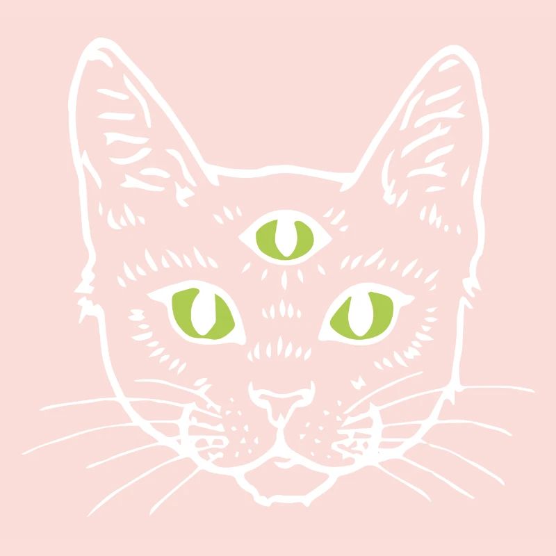 Cat With Three Eyes Gift Idea White
