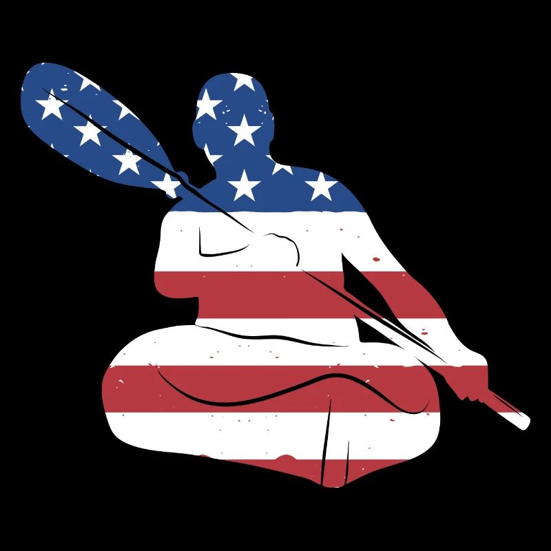 Kayaker Us Flag Kayaking