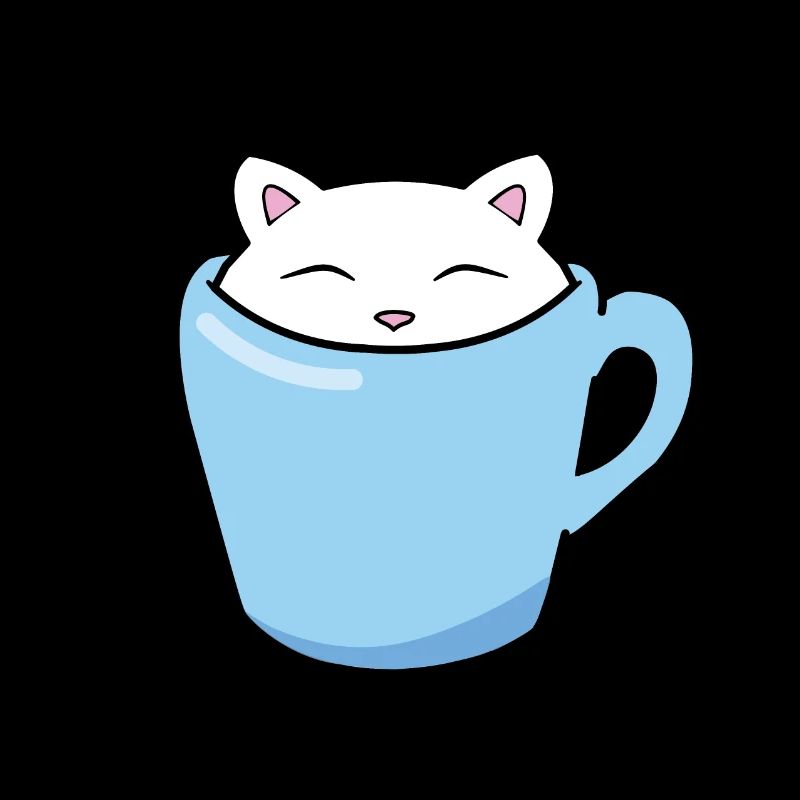 Chaton mignon assis dans une tasse de café bleue