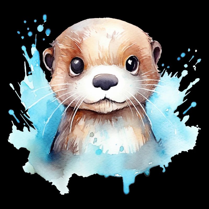 Dessin à l’aquarelle de loutre
