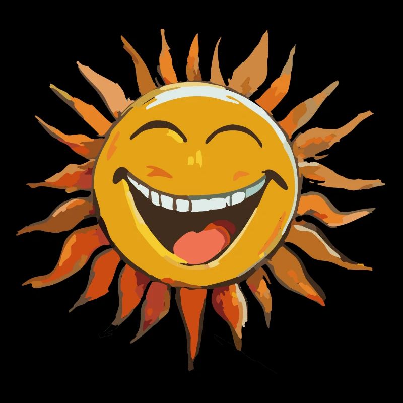 Lachende Sonne mit lustigem Gesicht