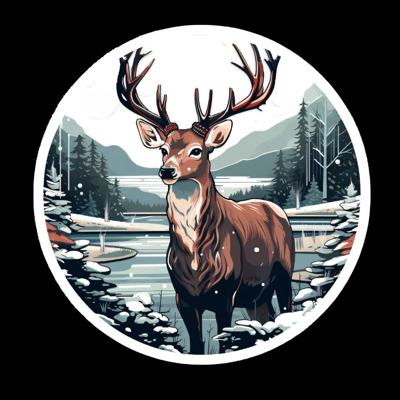 Cerf dans le paysage d’hiver