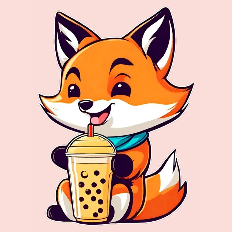 Cute Fox with Bubble Tea