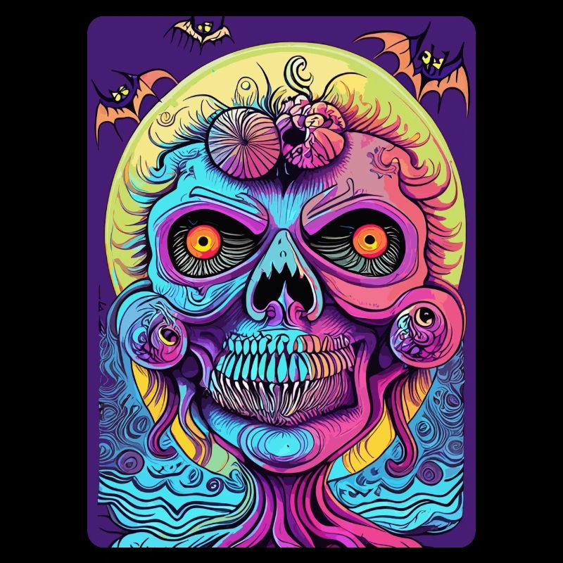 Visage de sorcière zombie coloré effrayant