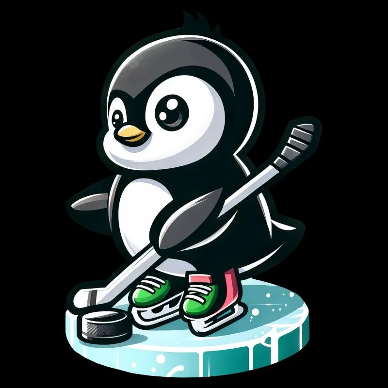 Pinguin Eishockeyspieler mit Puck und