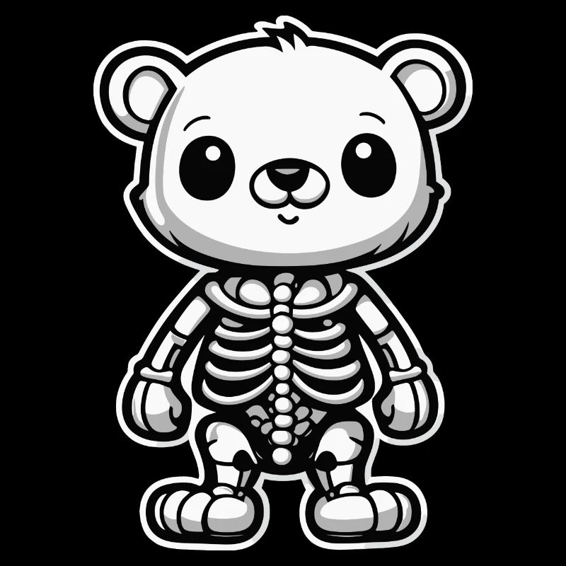 Cute Bear Skeleton Illustration