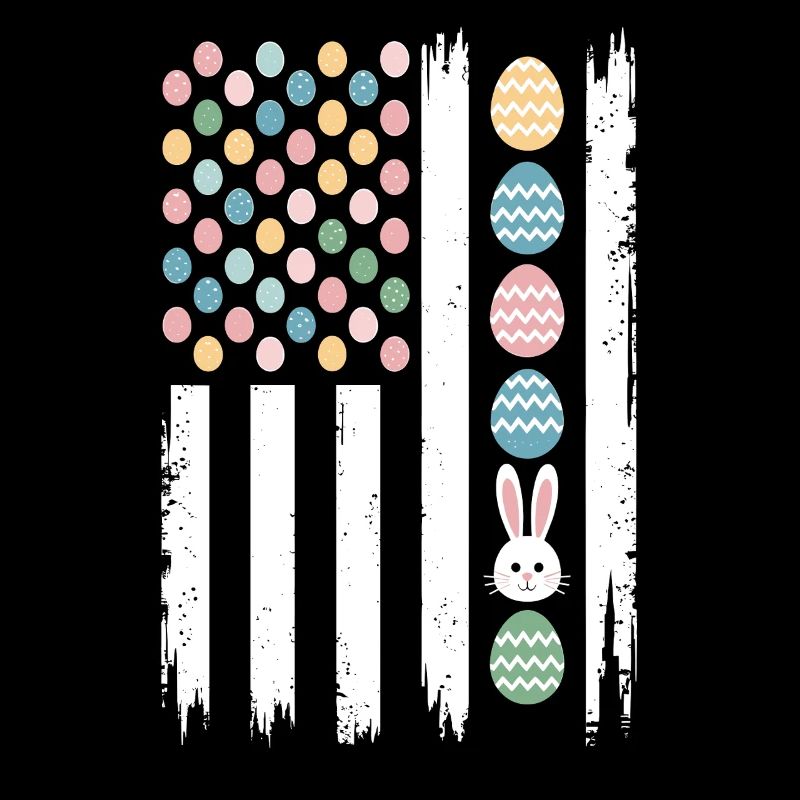 Easter Eggs Bunnies American Flag