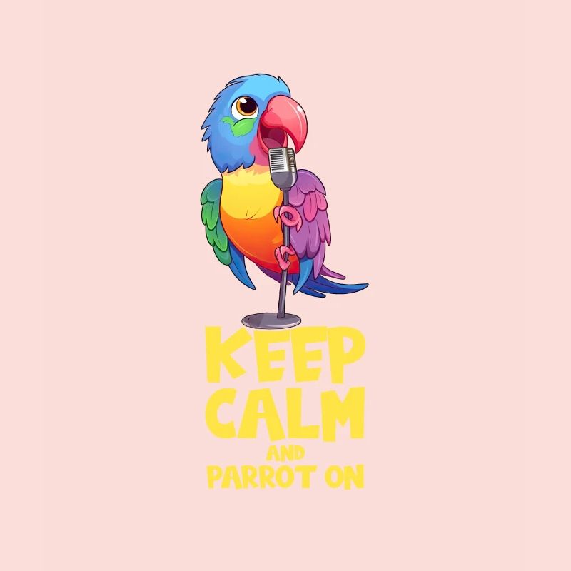 Keep Calm & Parrot On: Comic Parrot avec microphone