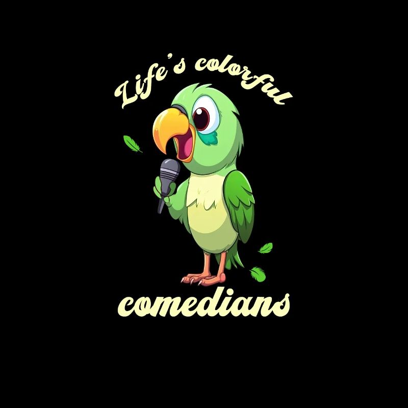 Parrot in comic look microphone