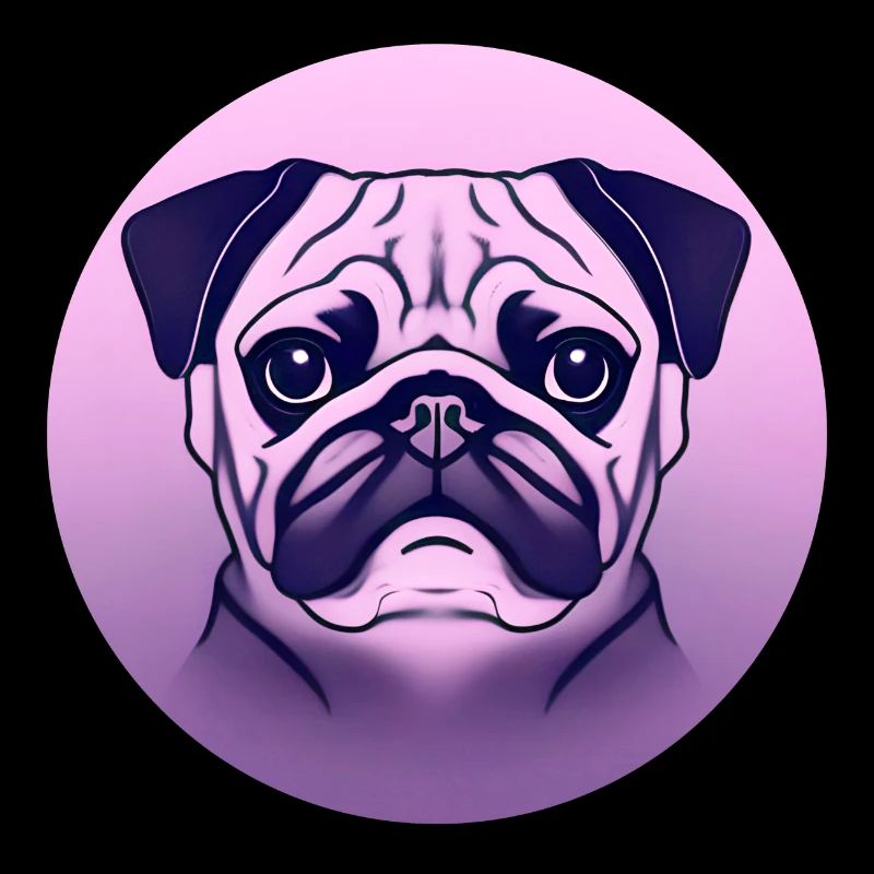 colored pug in a circle