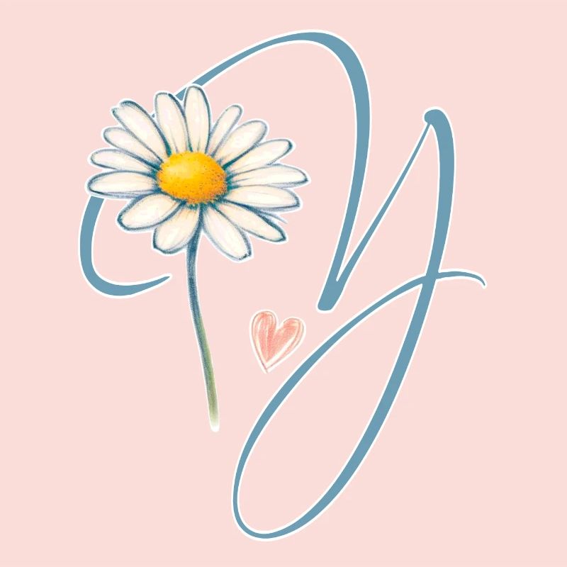 Buchstabe Y Gänseblümchen Herz