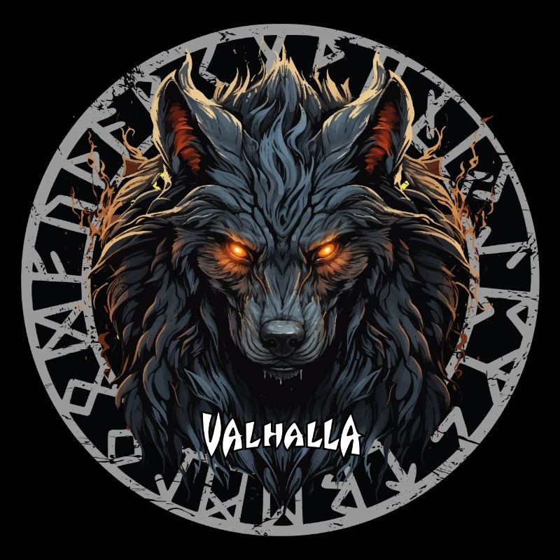 Viking Wolf with Vegvisir Compass Vikings