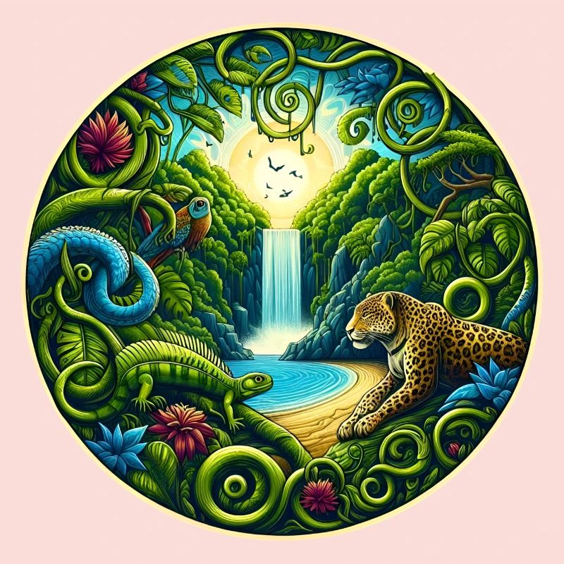 Cascade dans la forêt tropicale