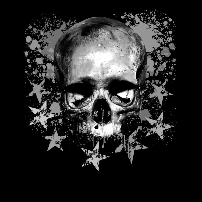 Skull with blobs and stars