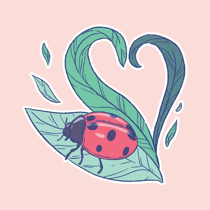 Cute ladybug on leaf