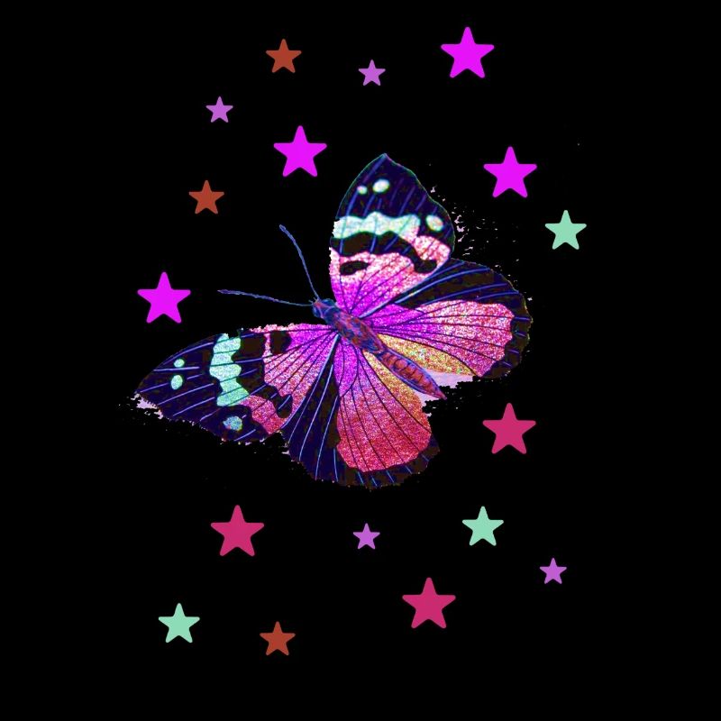 papillon, étoiles, rose, bleu, papillon