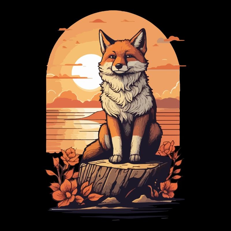Mignon renard cool regardant le coucher du soleil