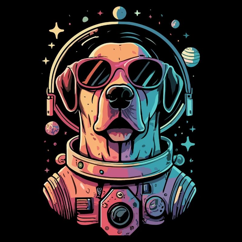 Chemise Labrador de l’espace rétro oeuvre colorée