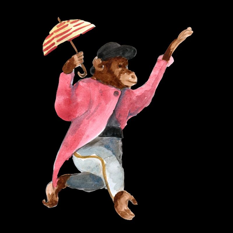 Circus monkey with hat and umbrella