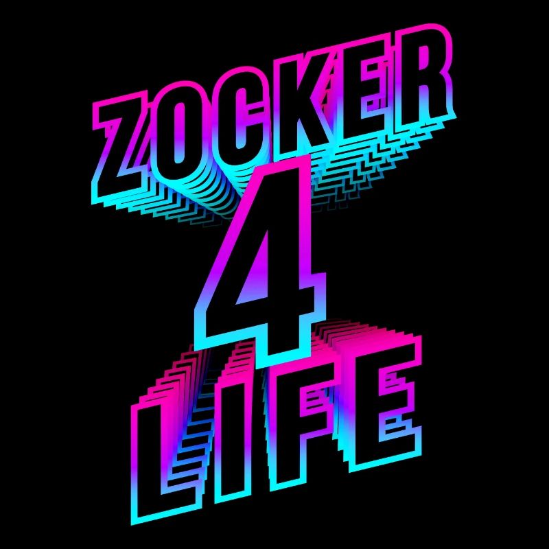 Zocker 4 Life - neon 3d gaming spruch