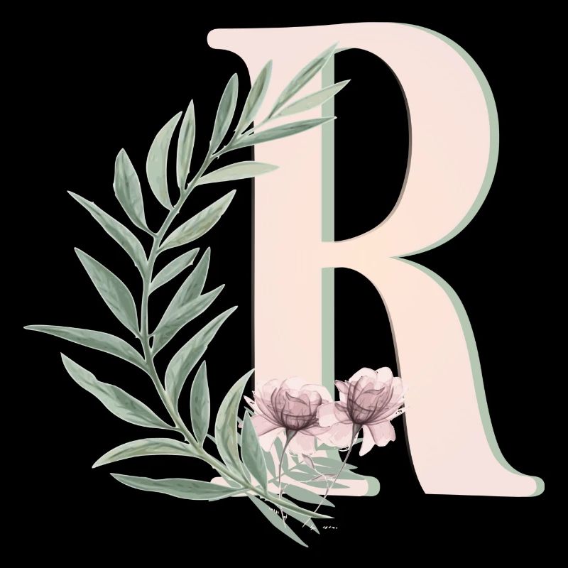 Lettre R avec des fleurs