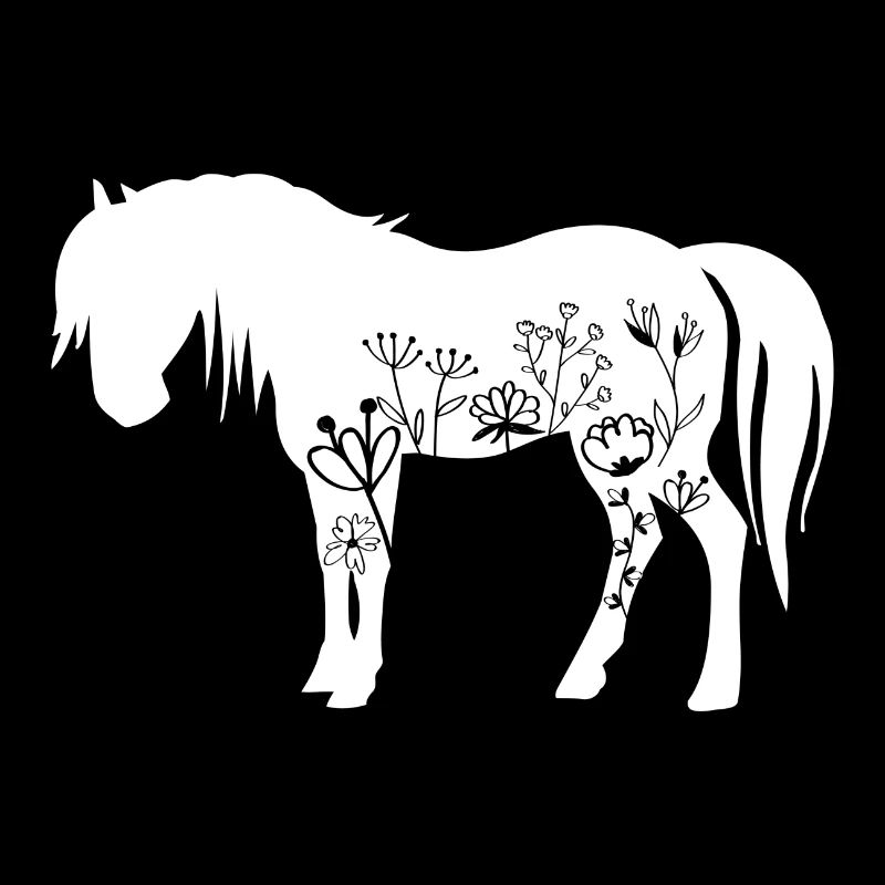 Cadeau d'équitation fleurs silhouette
