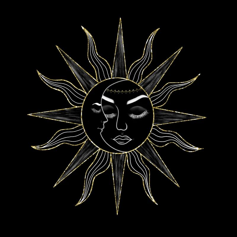 Soleil et lune avec le visage cadeau