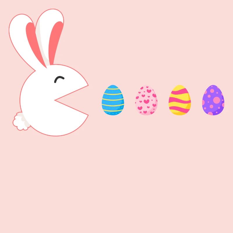 Happy Easter Rabbit Gamer Eating Easter Eggs