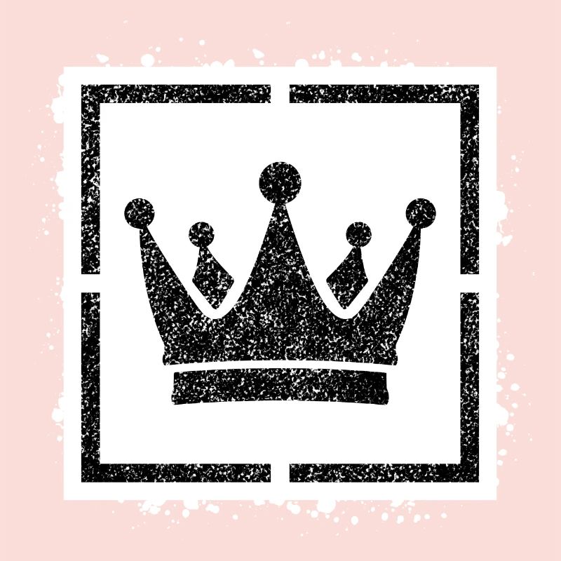 Sponge stencil Crown inside square