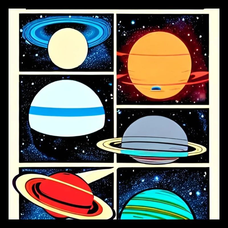Planètes sur le style de bande dessinée spatiale