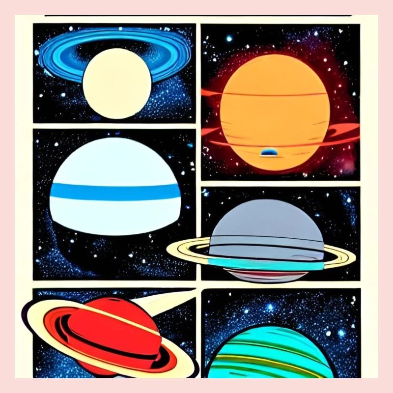 Planètes sur le style de bande dessinée spatiale